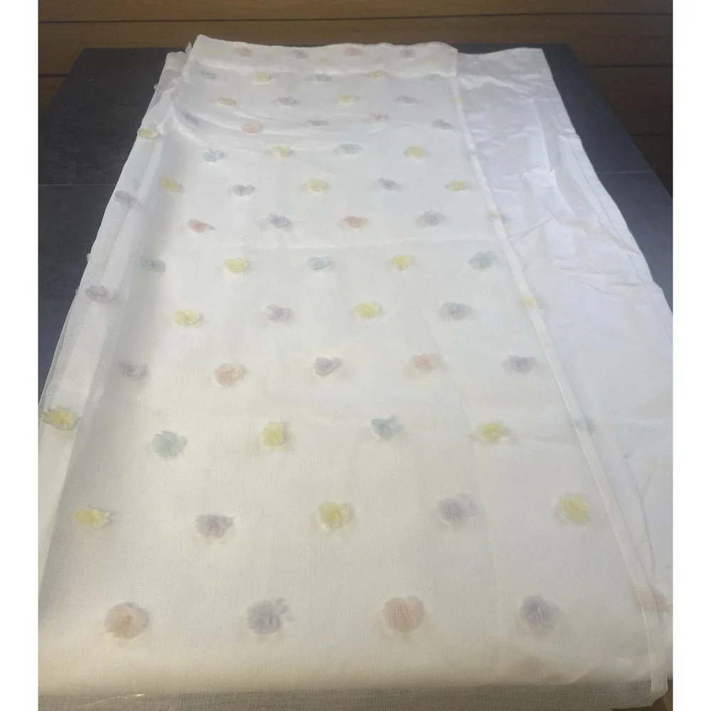Set of 2 Panel Pastel Flowers on White Blackout Nursery/BR Curtains 84